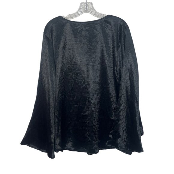 Ava & Viv Black Satin Shirt Blouse Womens XXL Black New WOT Plus Size - Picture 2 of 6